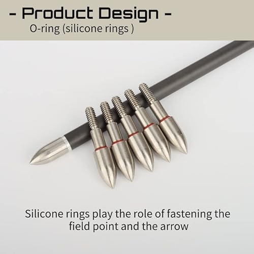 Hosolee 100 Grains Id 6.20Mm/0.244Inch Arrowheads 19/64” Archery Screw-In Field Points Stainless Steel Tips With O-Ring For Targeting Hunting (Pack Of 12) #TOP1