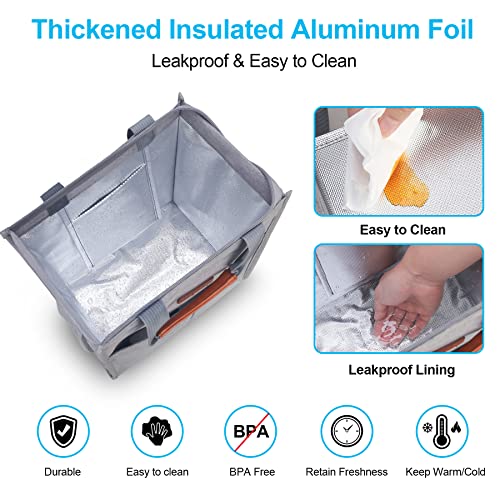 Lacdo Lunch Bag For Women Men Insulated Lunch Tote Bags Waterproof Reusable Lunch Box Soft Cooler With Pockets For Work Travel Picnic, Gray #TOP4