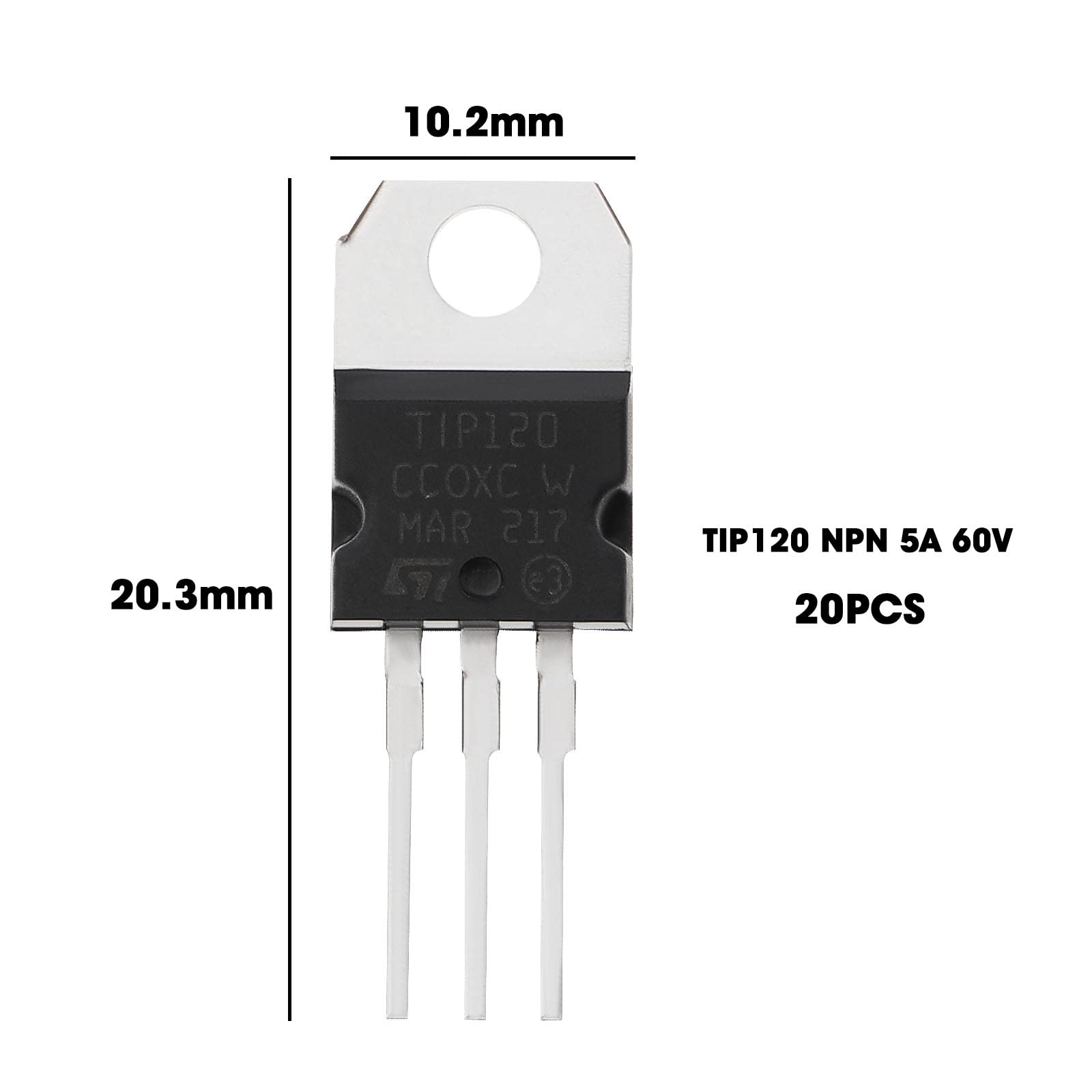 The Lord of the Tools 20 Pz TIP120 NPN Transistor Di Potenza Transistor Di Potenza Epitassiale Al Silicio 5 Amp 60 Volt Transistor Darlington TO-220 Per Motori Solenoidi