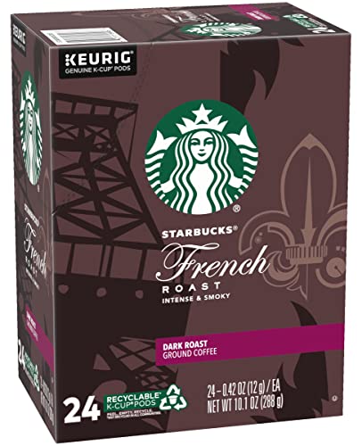 Image of Starbucks French Roast Coffee K-Cup Pods, Dark Roast Ground Coffee K-Cups for Keurig Brewers, Intense & Smoky Flavor, 24 CT K-Cup Pods /Box (Pack of 3 Boxes)