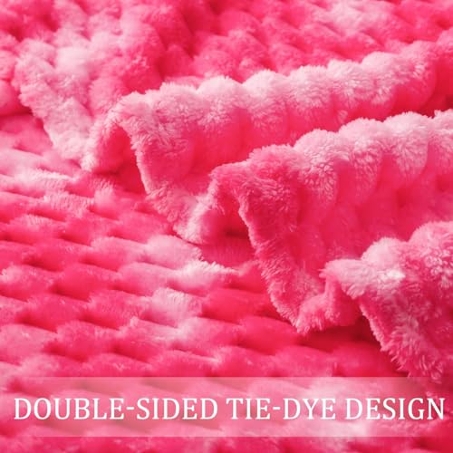 Image of Exclusivo Mezcla Fleece King Blanket for Bed, Extra Large Fuzzy Tie-dye Hot Pink Bed Blankets, Soft Cozy Plush Sofa Throws for All Seasons, 90x104 Inches
