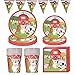 Amycute Set di stoviglie per feste di fattoria, accessori per feste di compleanno per bambini, tovaglie, piatti, tazze, tovaglie, posate, sacchetto, utensili, per 12 ospiti