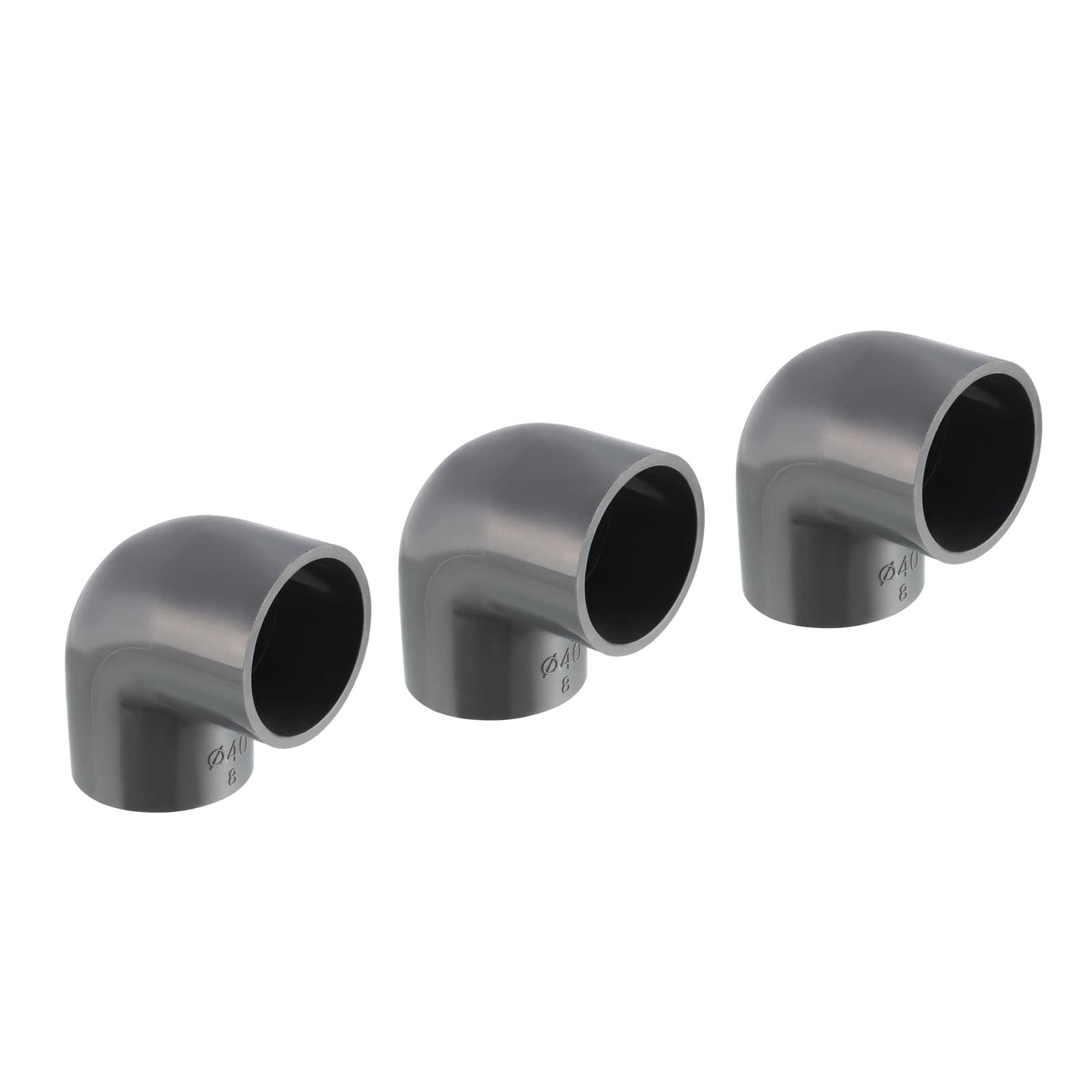 M METERXITY 3 Pack PVC Pipe Fitting - Water Pipe Slip Socket Connector, 90 Degree Elbow Coupling, Apply to Outdoor/Garden/Swimming Pools (1.57 Inch, Gray)