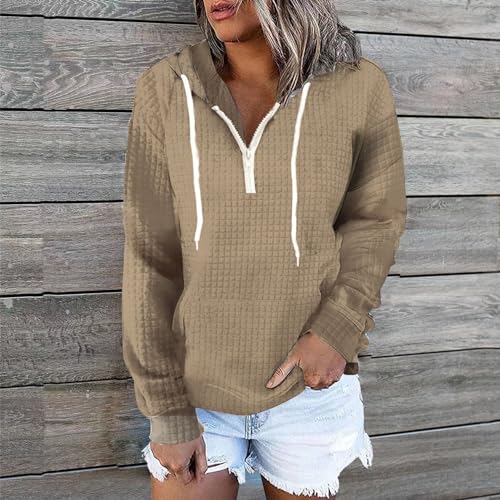 Pull à capuche avec cordon de serrage ajustable en taille M couleur kaki