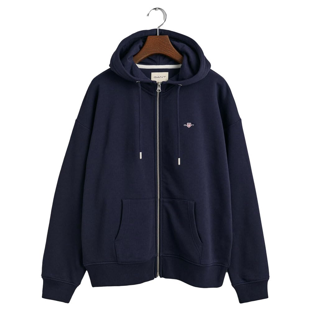 GANT Damska bluza z kapturem Shield Zip, niebieski (Evening Blue), L