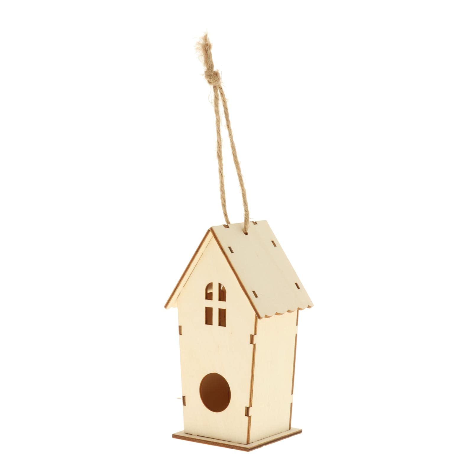 Unfinished Natural Wooden Bird House Hanging Birdhouse Window Décoration Style 1|Home & Garden|Yard, Garden & Outdoor Living|Bird & Wildlife Accessories|Birdhouses-image-15