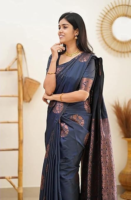 Textile Women's Banarasi Soft Silk Saree With Unstitched Blouse Piece (Free Size)