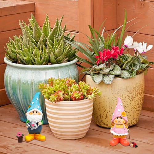 Nains de jardin colorés en résine résistante pour déco extérieure