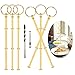 ANGELEMM 6 Pack Etageren Stangen Set Etagere 3 Etagen Vintage Metallstange Gold Stäbe Bausatz Stange mit 6mm ​Bohrer Mittellochausstech ​für Hochzeitstorte Tortenständer