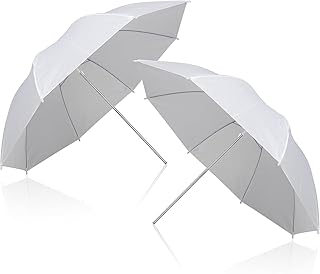 Paraguas Suave Blanco Translúcido For Estudio De Fotografía Y Vídeo Profesional Paquete De 2 De 33 Pulgadas con Iluminación Y Flash