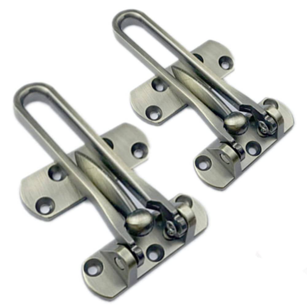 szhdx Home Security Door Lock, Door Reinforcement Lock Swing Bar Lock， Front Door Locks for Kids, Home Reinforcement Lock for Swing-in Doors, Latch Guard Clasp,Solid Security loc, (2 Pack Bronze)