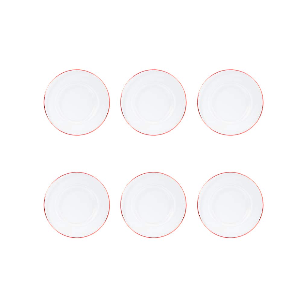EME Pack Bajoplatos de Cristal con Detalle Decorativo Filo Oro Rose Gold Plato de Presentación en Vidrio Transparente Ligero y Duradero con Diámetro de 33cm. Incluye 6 unidades