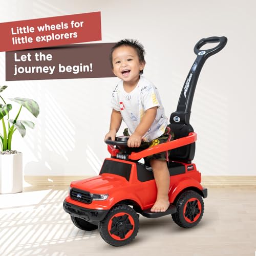 Image of Mee Mee Waddle Wagon Baby Ride-On Car - Safe, Fun, and Interactive Ride-On Toy for Kids Aged 1-3 Years with Music, Lights, and Storage (Red)