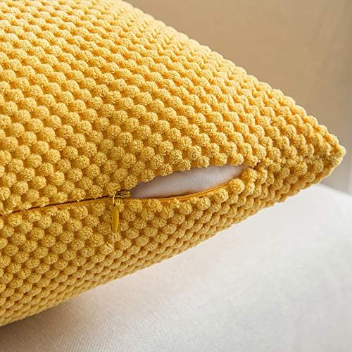 MIULEE Ozdobne poszewki na poduszki ze sztruksu miękkie granulki solidne dekoracyjne kwadratowe poszewki na poduszkę na sofę do sypialni czarna 40 cm x 40 cm 2 sztuki cytrynowa