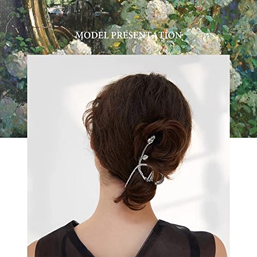 Pinza de Pelo Flor Grande para Mujer Dorada/Plata miniatura 3