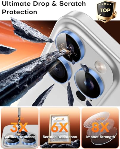 Image of Premium Camera Lens Protector Compatible For iPhone 14 Pro Max (Blue) Camera Lens Protector - 9H Tempered Glass, Military-Grade Anti-Scratch, Case-Friendly, Easy Install Frame