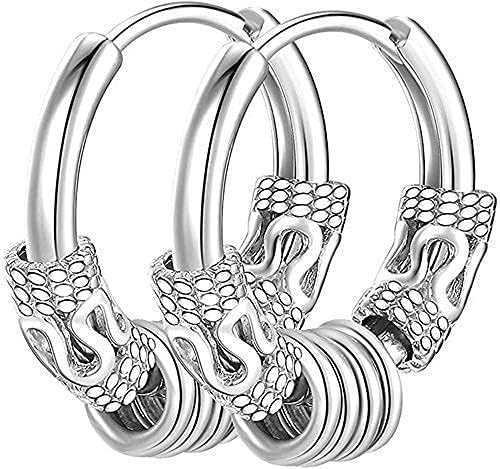 Labekaka Vintage Huggie Hoop earrings for Men Women 14mm 12mm Surgical Titanium Steel Hip Hop Punk Rock Aesthetic Cubic Zirconia Earrings Silver Black Hypoallerge
