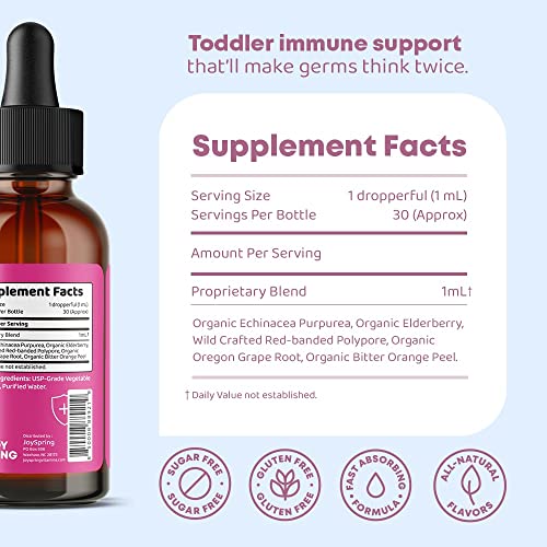 Toddler Immune Support For Kids - Immune Booster For Kids - Elderberry Toddler Immune Support - Immune Support Toddler Blend - Kids Immune Booster With Echinacea Drops, Elderberry & Orange Peel #TOP6