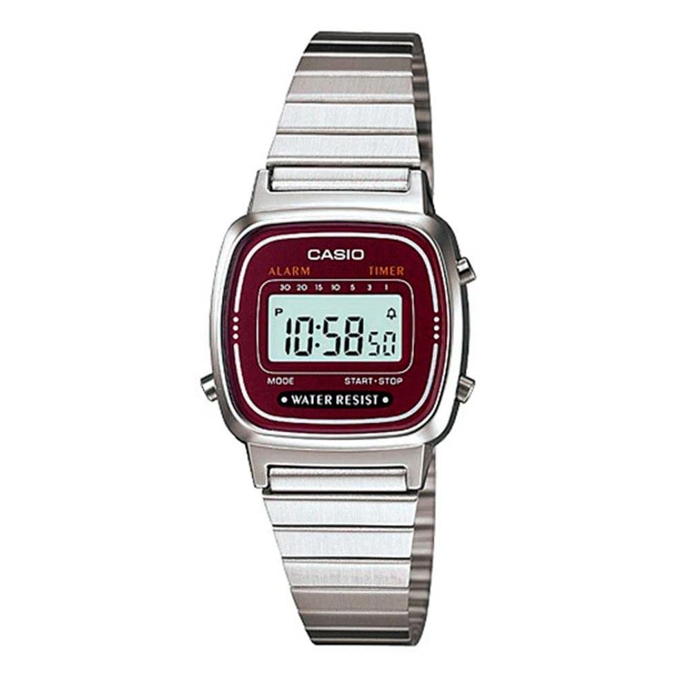 Casio Quartz Watch, Digital Display and Stainless Steel