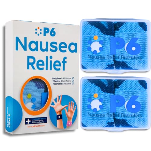 Image of P6 Motion Sickness Bands for Adults Wristbands for Anti Nausea Sea Cruise Travel Car Pregnancy Morning Sickness All-Natural Non Drowsy Relief Acupressure Treatment(2 Pack, Royal Blue - Royal Blue)