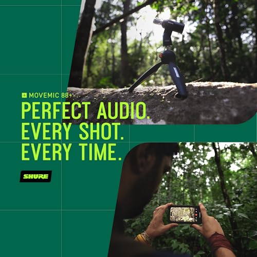 Image of Shure MoveMic 88+ Wireless Stereo Microphone for iPhone & Android - Portable Video Recording Mic with 4 Polar Patterns, DSP Audio Controls & Direct-to-Phone Connectivity, Black | Wireless Stereo Mic to Phone, 4 Patterns: Stereo 60 Degree -135 Degree, Cardioid, Figure-8, Raw Mid-Side, Dsp, 8h, 100ft