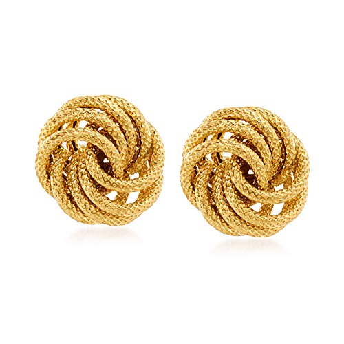 Ross-Simons Italian 14kt Yellow Gold Textured Love Knot Stud Earrings
