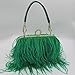 QEBURI Women Fluffy Ostrich Feather Evening Dress Clutch Bag Purse Shoulder Bag (Green)