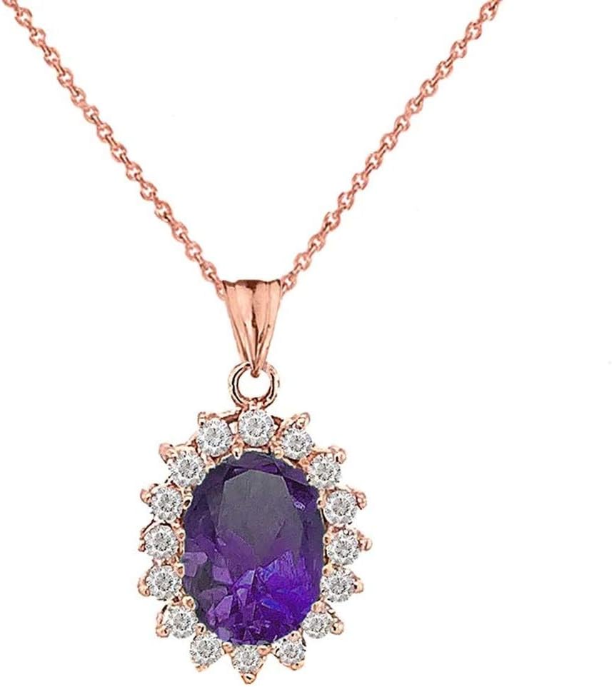 Certified 10k Gold Genuine Amethyst Fancy Charm Pendant Necklace