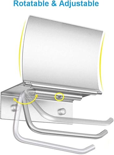 Miniatura 9 de Soporte de papel higiénico negro mate montado en la pared con estante para teléfono, soporte universal moderno para papel higiénico de megarrollo,