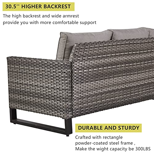 HUMMUH 7 Piece Patio Furniture Set Outdoor Sectional Sofa,High Back Patio Swivel Rocker Chairs with Ottomans Coffee Table for Porch,Garden,Backyard — view 6