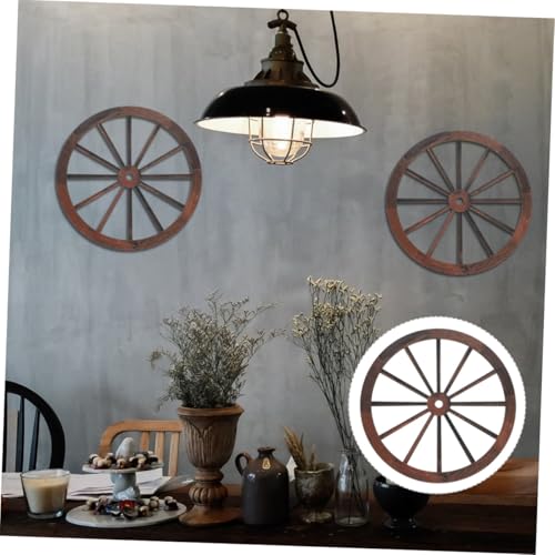 Decoración de rueda de madera vintage PRETYZOOM de 3 piezas para pared 5