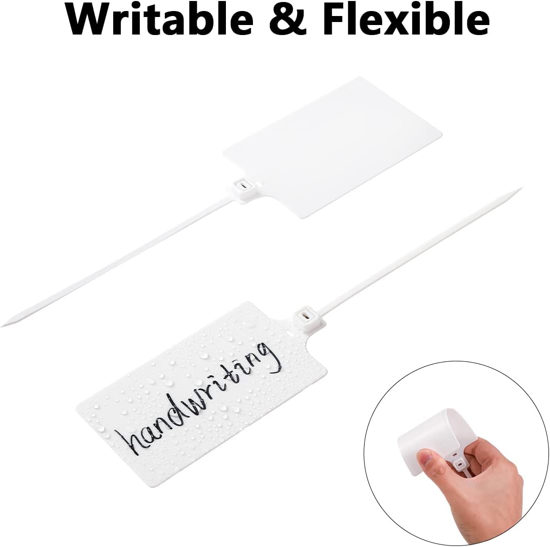 Tenshun 200 Pieces Waterproof Plastic Labels - Hanging Storage and Equipment Tags for Logistics - Seal and Shipping Use With Four Permanent Marker Pens
