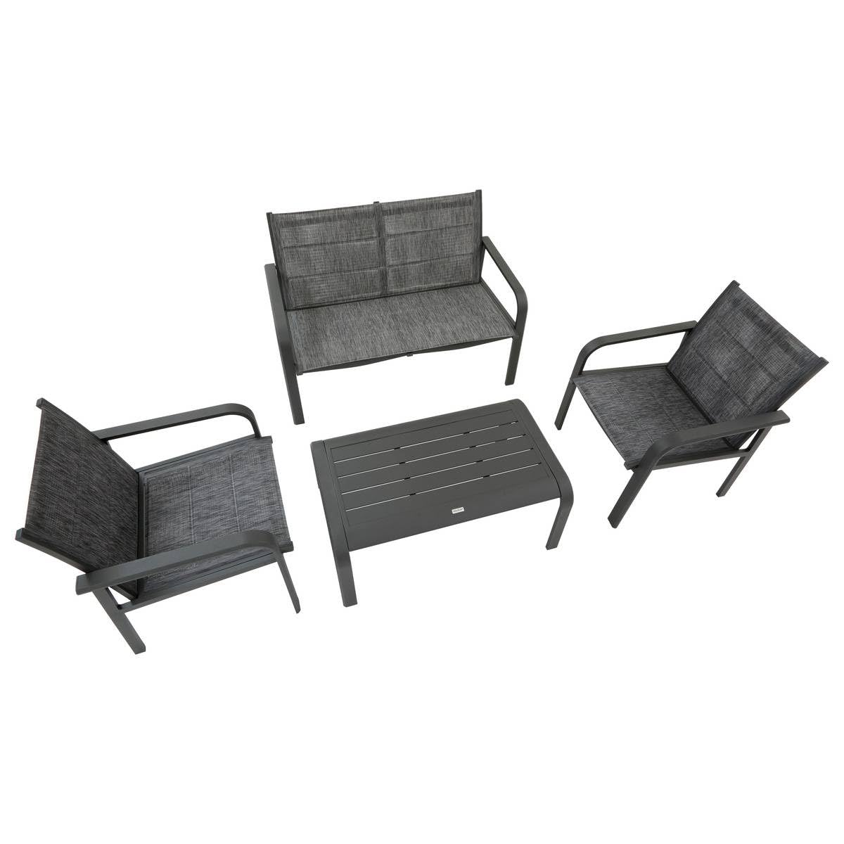 Hespéride Salon de Jardin Piazza 4 Places Gris Graphite