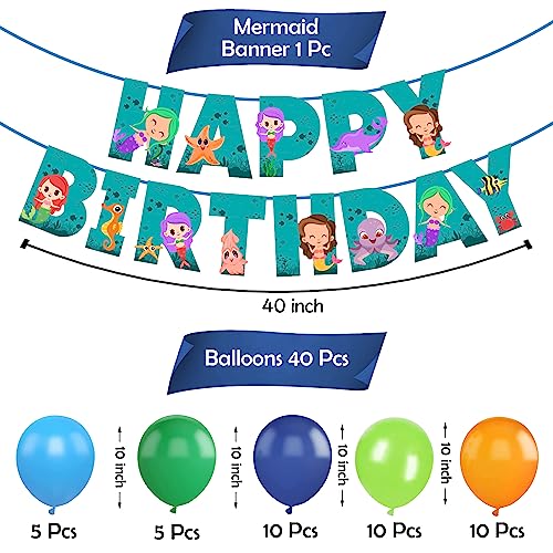 Image of Party Propz Mermaid Theme 41Pcs Birthday Decoration Kit for Girl Kids - Latex, Foil, Cardstock Items in Multicolor