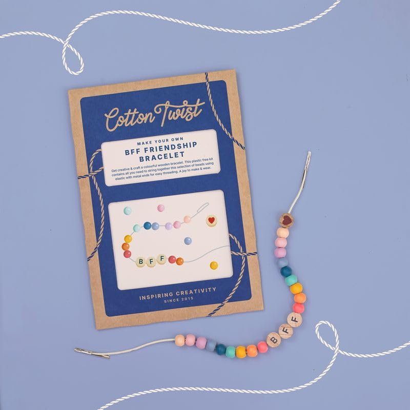 COTTON TWIST Plastic Free Wooden Friendship Bracelet Craft Kit, BFF
