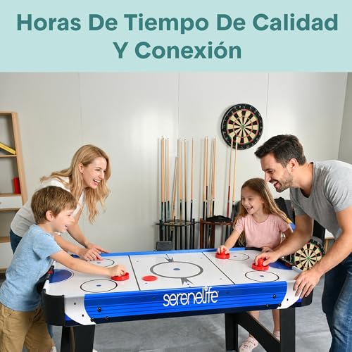 Miniatura 5 de Serenelife Mesa De Hockey De Aire, Motor Dos Veces Mas Fuerte, Marcador De Puntos Led Digital, Dispensador De Discos Y Accesorios