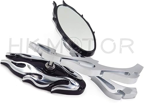 Miniatura 4 de HONGK- Espejo retrovisor estilo llama de motocicleta Compatible con cualquier crucero chopper personalizado cromo B01C0SR16A