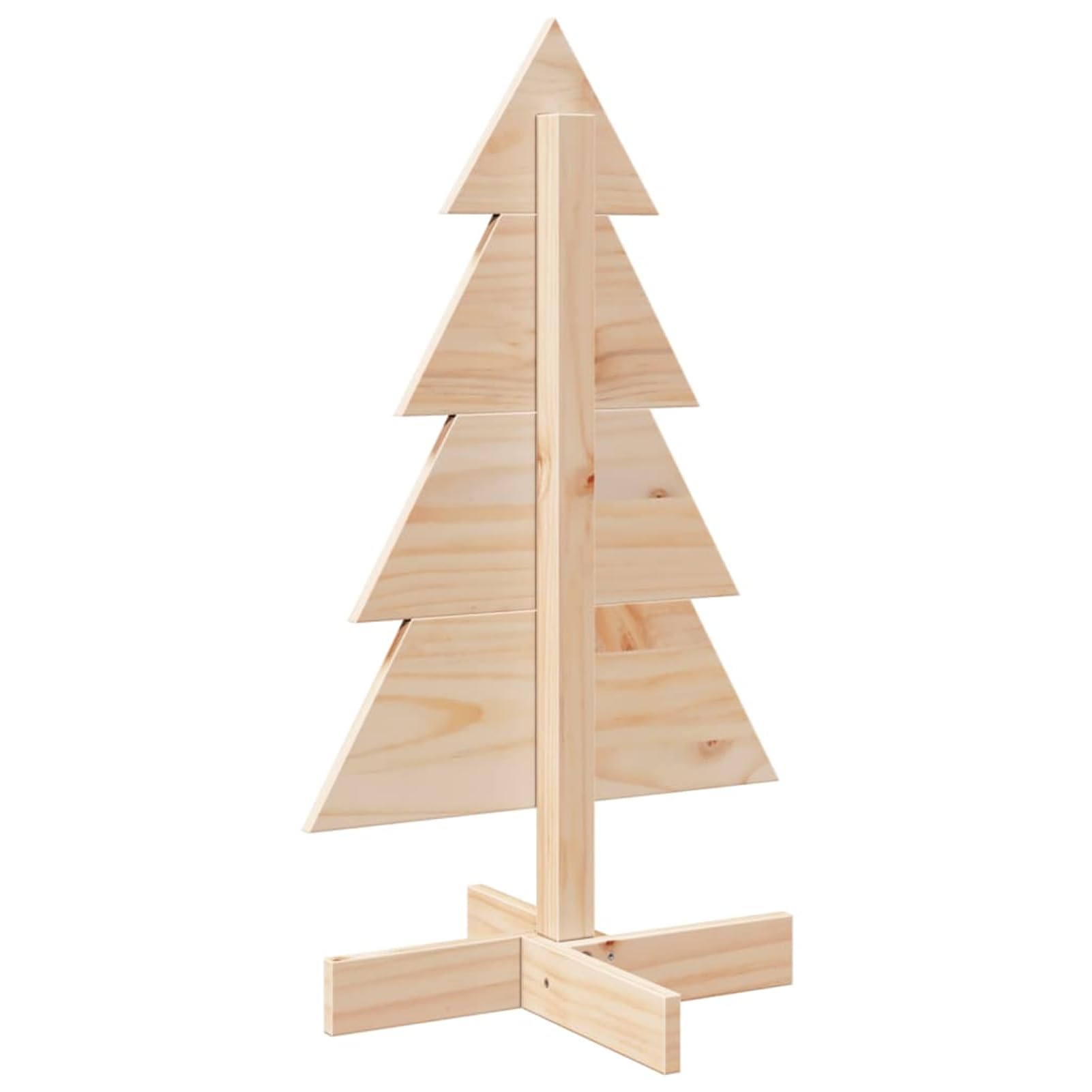 Albero di Natale in Legno Massello di Pino, 80cm, Decorazione Natalizia Rustica Fai da Te, Base Larga e Stabile, per Casa e Ufficio