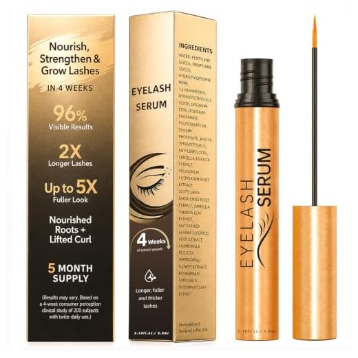 Lash Serum for Eyelash Growth with W-Peptide & 7 Botanicals, Eyelash Growth Serum for Fuller, Longer Lashes, Hormone-Free & Gentle for Sensitive Eyes 5.9 mL