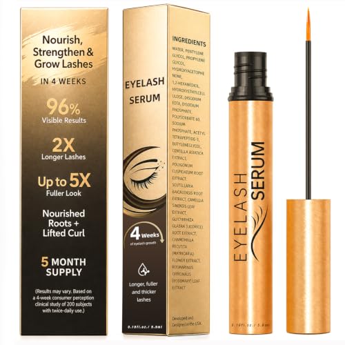 Lash Serum for Eyelash Growth with W-Peptide &amp; 7 Botanicals, Eyelash Growth Serum for Fuller, Longer Lashes, Hormone-Free &amp; Gentle for Sensitive Eyes 5.9 mL