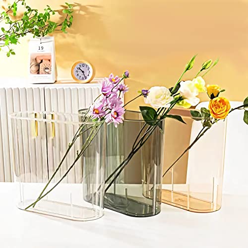 Image of Anyoifax Small Trash Can Slim Garbage Can 3 Gallon Waste Basket, Clear | Trash Bin Container for Bathroom, Bedroom, Living Room, Kitchen, Under Desk, Office, Colleg Dorm
