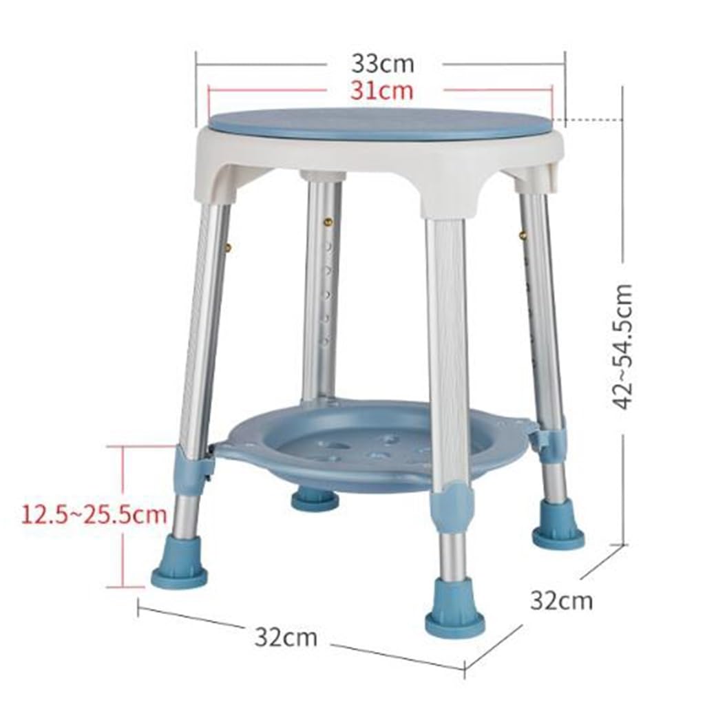 Silla de Ducha giratoria Ajustable de 360° con Bandeja de Almacenamiento para Personas Mayores y discapacitadas, Taburete de bañera para Mayor Movilidad y Comodidad.