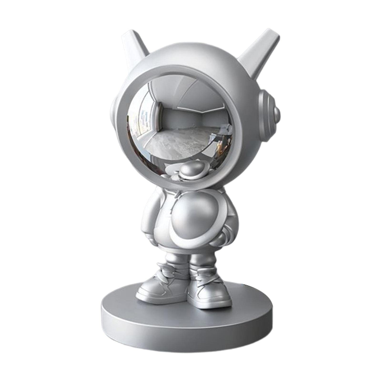 Estatua de astronauta nórdico, bonita figura de hombre espacial, estatua de escritorio, oficina, decoración del hogar, escultura moderna, regalo de cumpleaños (plata)