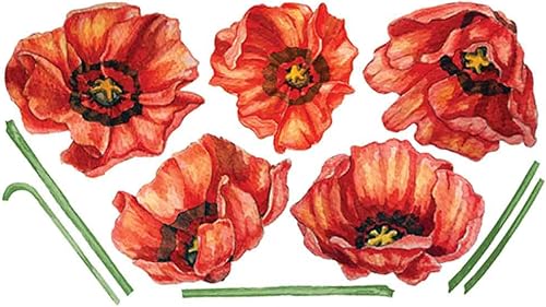 Miniatura 5 de Wild Poppies - Juego de calcomanías para pared, diseño de flores Chromantics