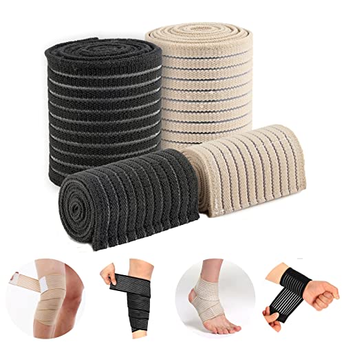 Elastic Bandage Wrap Knee Brace - 4 Packs - Adjustable Compressio...