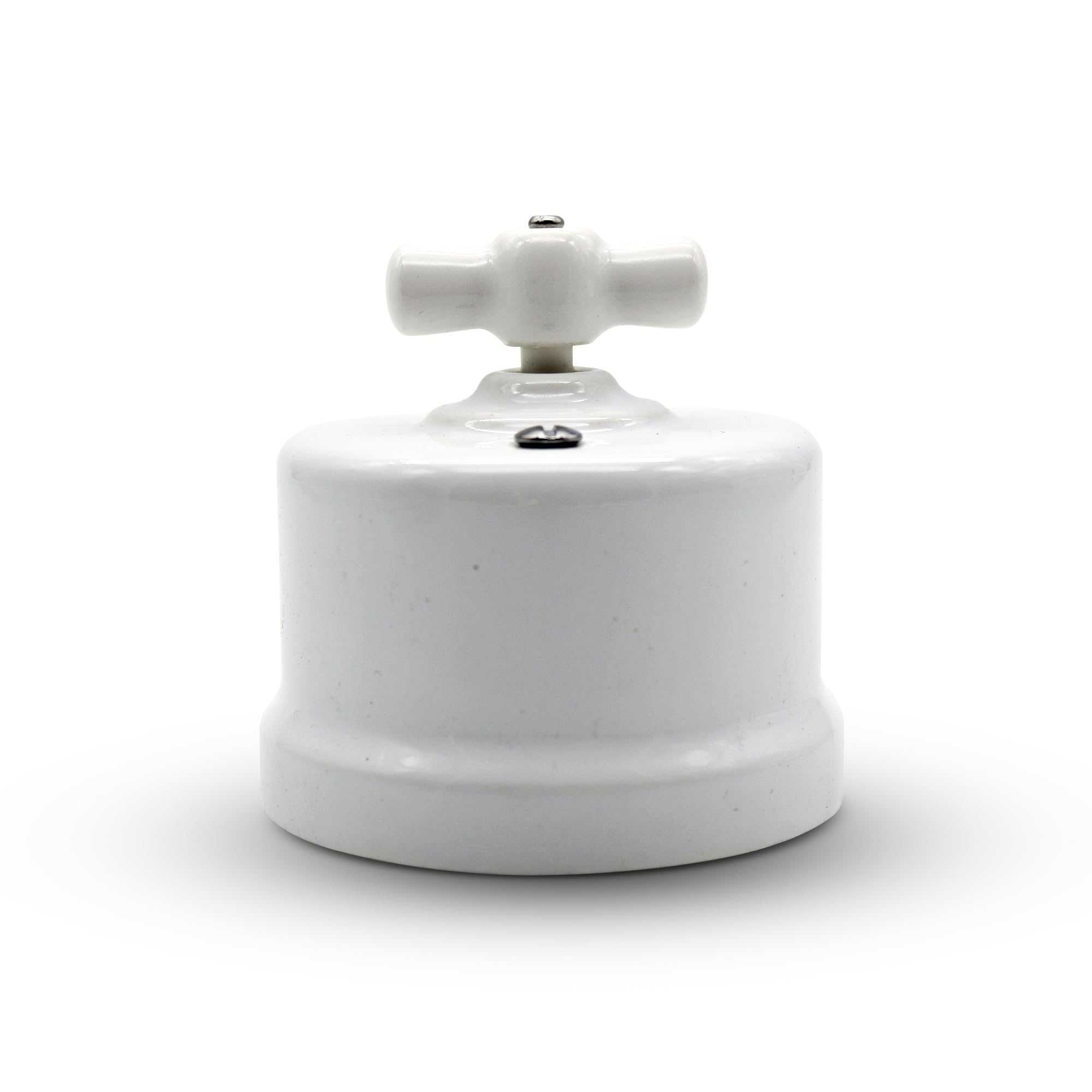 DOJA Barcelona Interruptor de luz de aspecto vintage, pack 1, retro, blanco, 10 A, cerámica, para pared