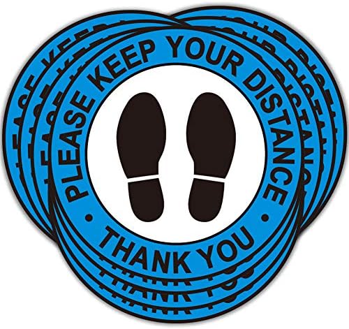 Social Distancing Floor Decals Stickers-12 Pack 12" Stand Floor Decal-Safety Floor Sign Marker-Waterproof Adhesive Anti-Slip Lamination Easy to Clean for Crowd Control Guidance, Pharmac