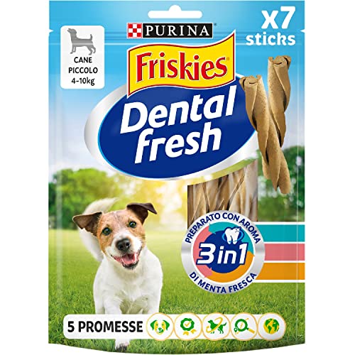 PURINA FRISKIES Dental Fresh Snack per l'Igiene Orale per Cani Adulti Stick 6 Confezioni da 110g
