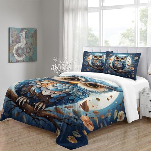 Housse de couette hibou 3D parure de lit king size en microfibre premium - 5
