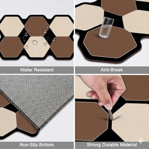 Image of Kitchen Anti Slip Mat for Floor, Waterproof Washable Kitchen Mats, Non Slip Kitchen Floor Mats for Home, Soft Mats for Kitchen, Kitchen Mats for Floor Anti Slip (Fancy Brown HEXAGONE)